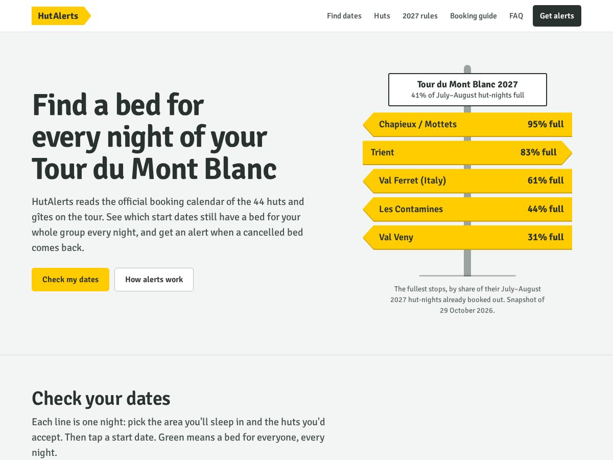 Landing-page snapshot of hutalerts.com