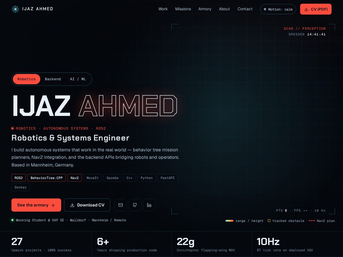 Landing-page snapshot of ijazahmed.dev