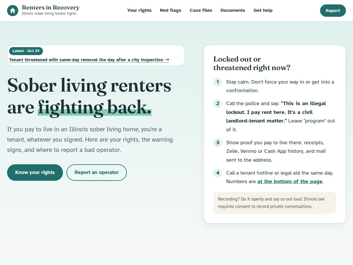 Landing-page snapshot of illinoisrentersinrecovery.org