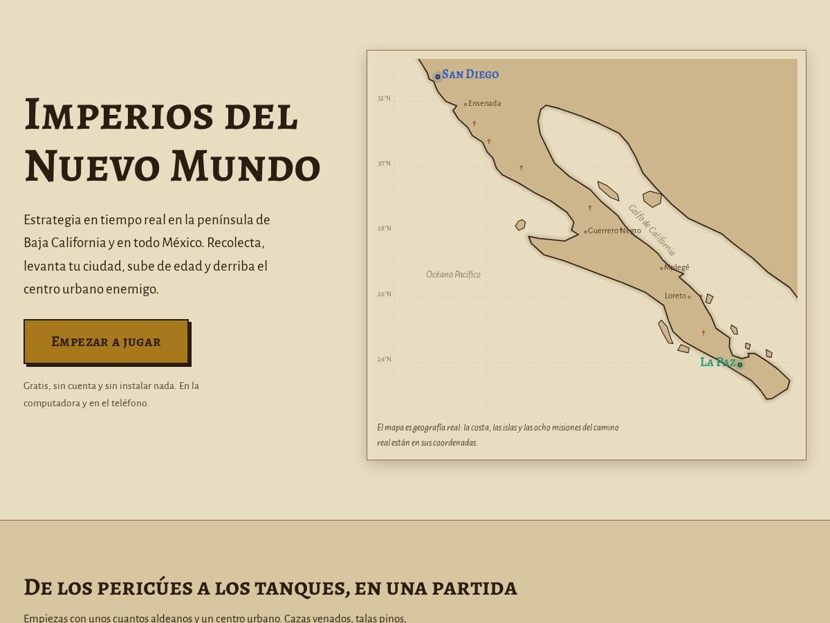 Landing-page snapshot of imperiosdelnuevomundo.com