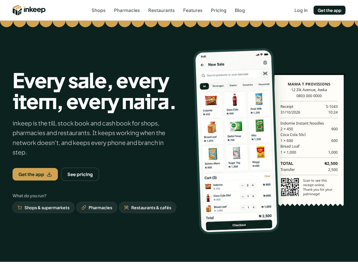 Landing-page snapshot of inkeep.store