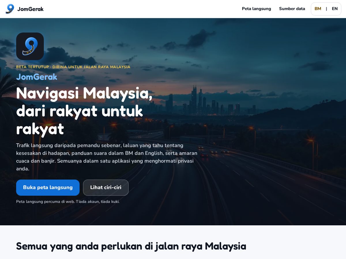 Landing-page snapshot of jomgerak.app