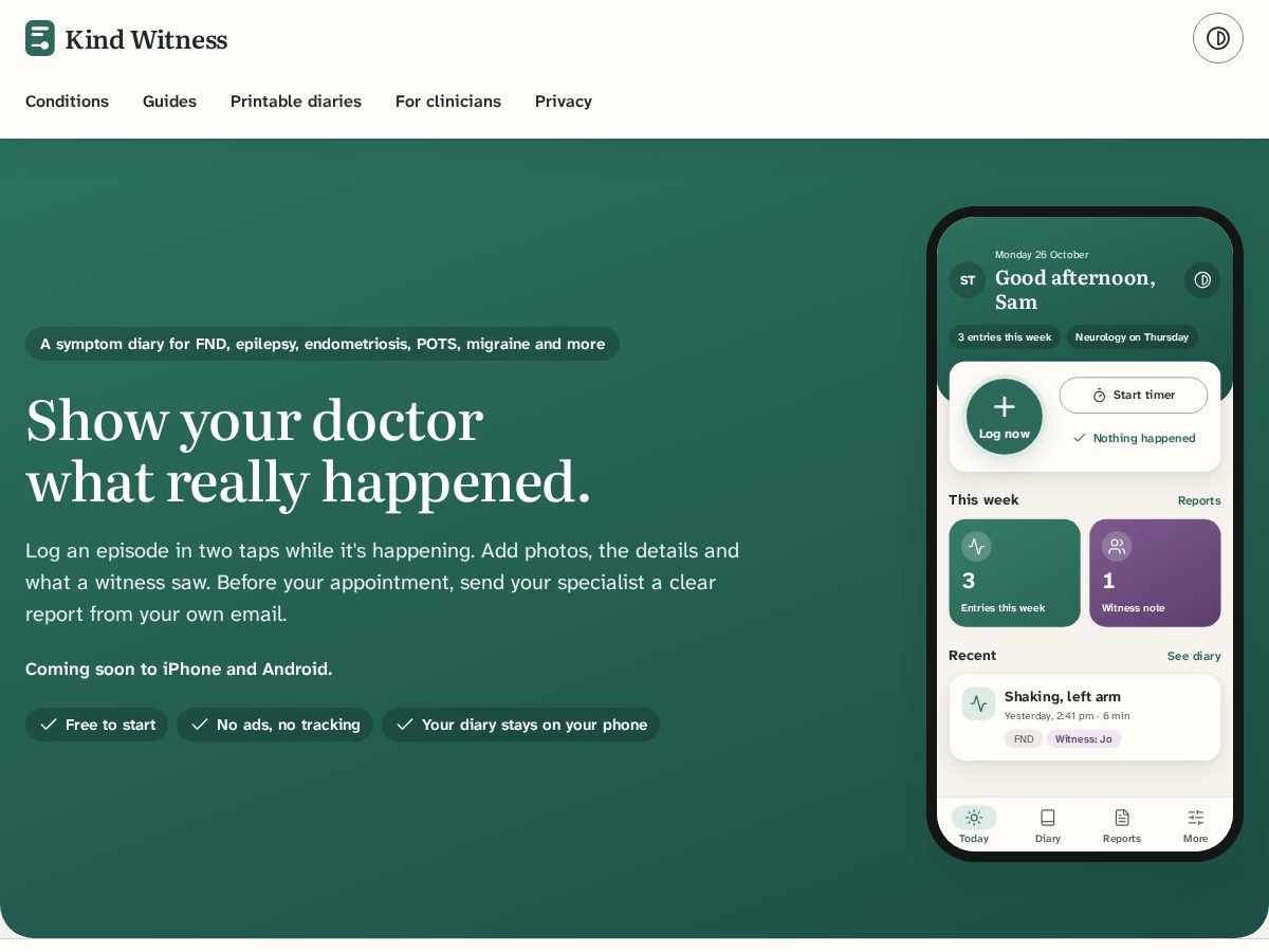 Landing-page snapshot of kindwitness.com