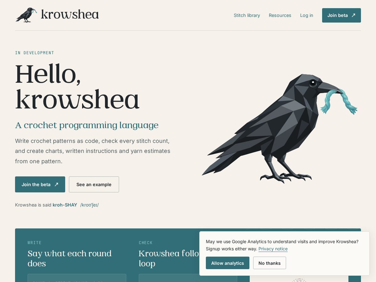 Landing-page snapshot of krowshea.com
