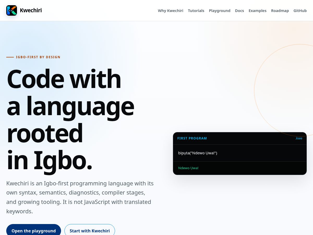 Landing-page snapshot of kwechiri.dev