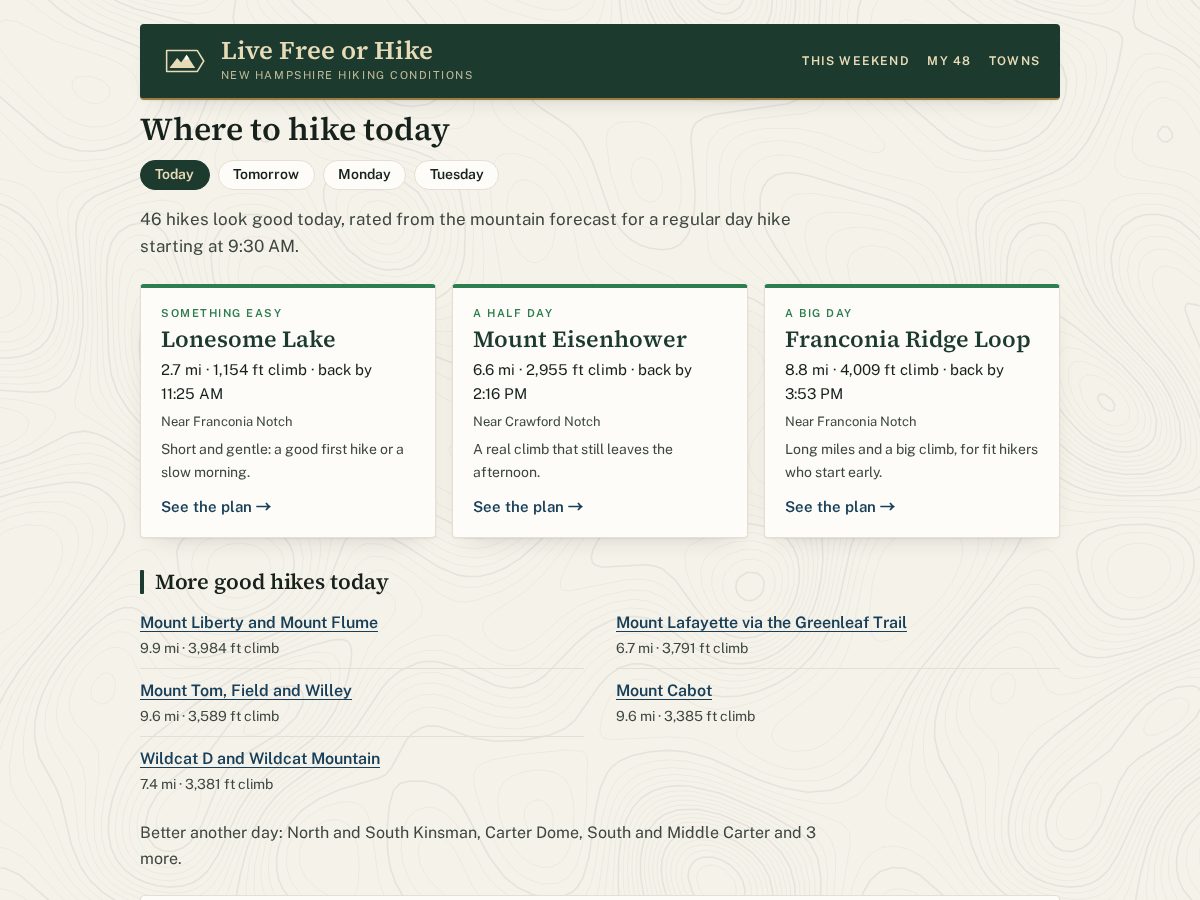 Landing-page snapshot of livefreeorhike.com