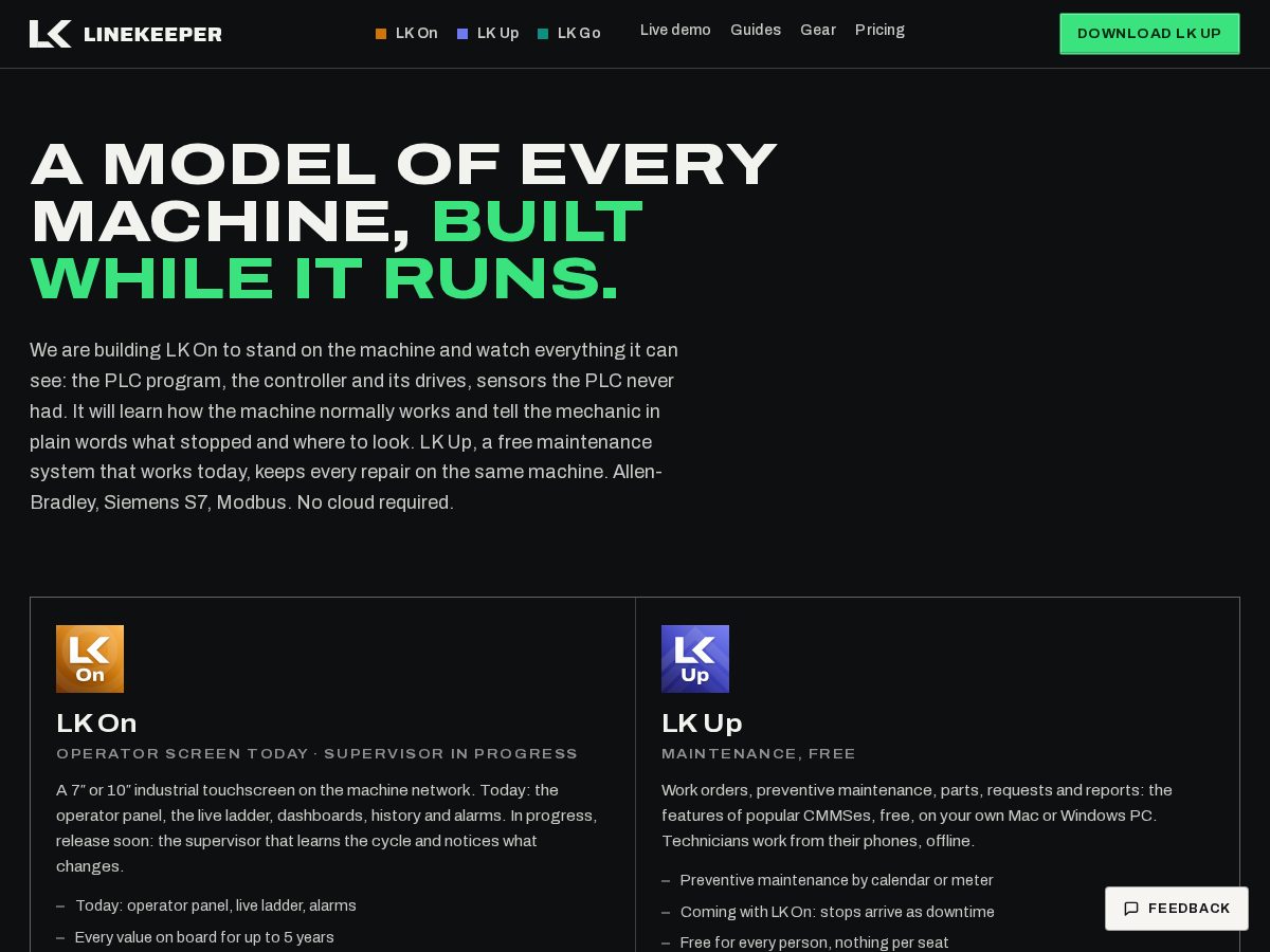 Landing-page snapshot of lnkeep.tech