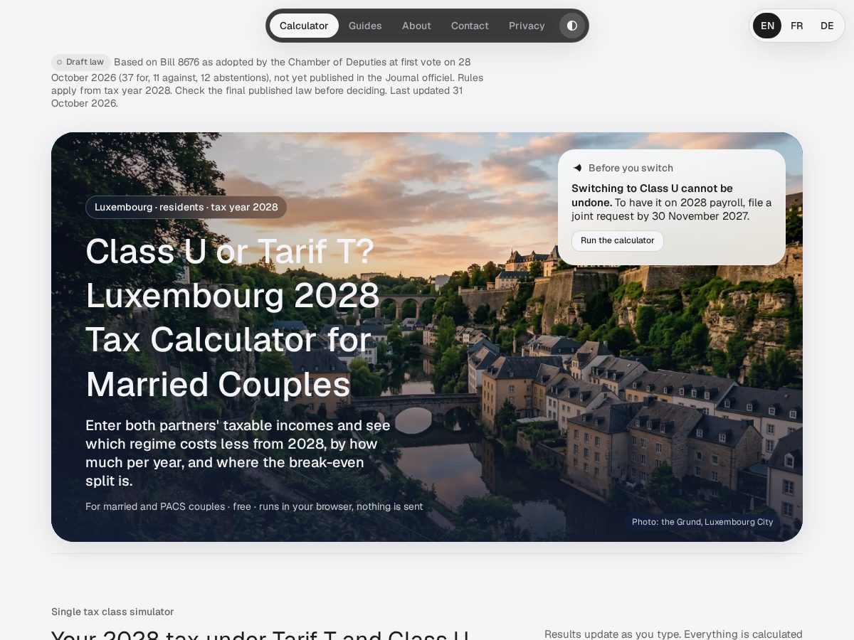 Landing-page snapshot of luxtaxtools.com