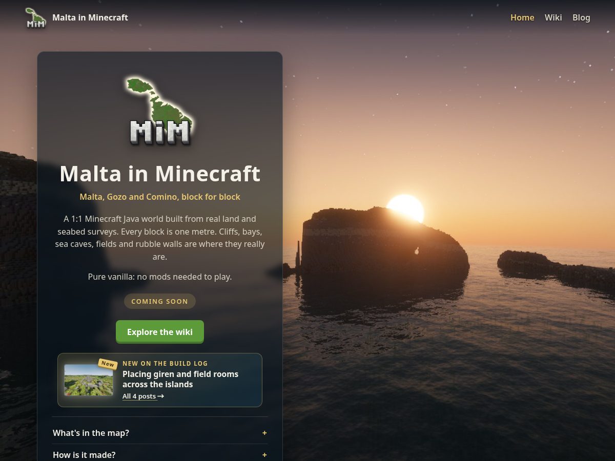 Landing-page snapshot of maltainminecraft.com