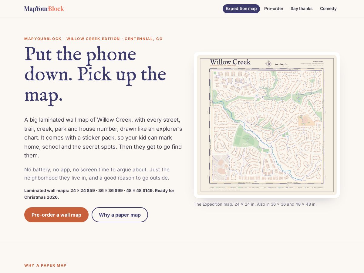 Landing-page snapshot of mapyourblock.com