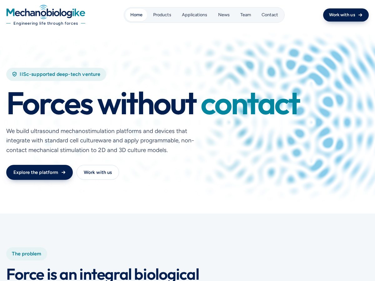 Landing-page snapshot of mechanobiologike.com