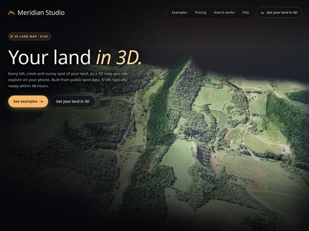 Landing-page snapshot of meridianstudioco.com