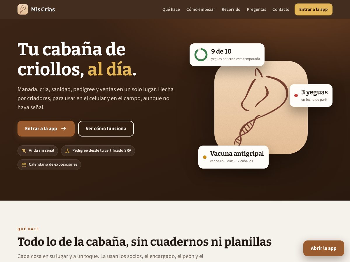 Landing-page snapshot of miscrias.com