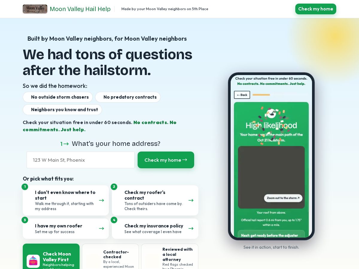 Landing-page snapshot of moonvalleyhail.com