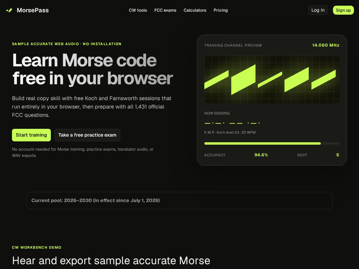 Landing-page snapshot of morsepass.com