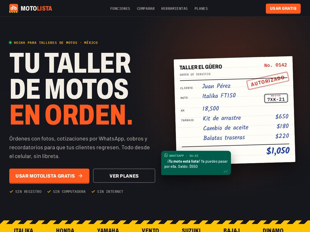 Landing-page snapshot of motolista.shop