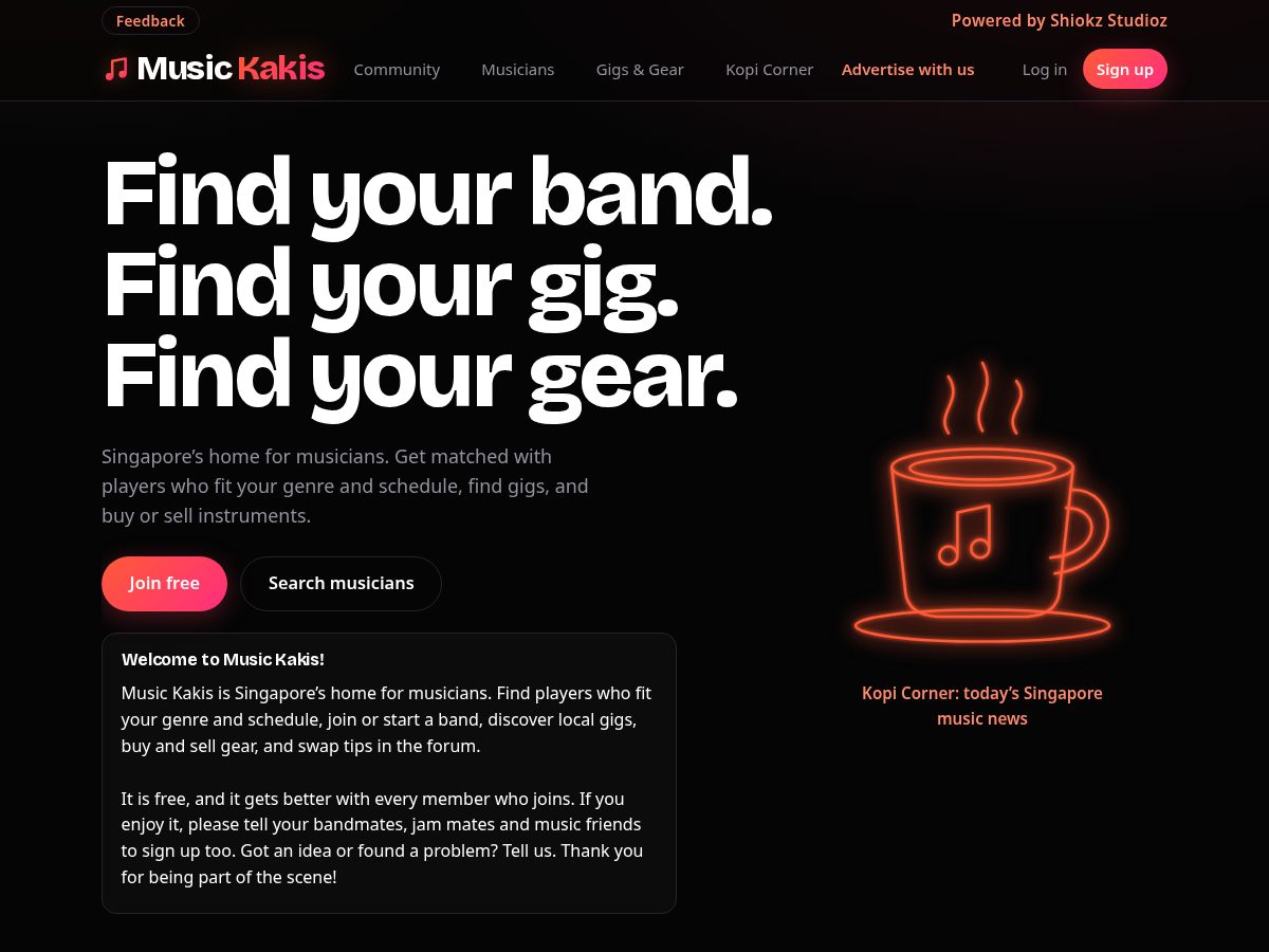 Landing-page snapshot of musickakis.com