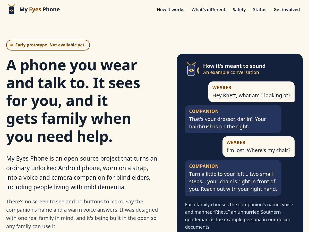Landing-page snapshot of myeyesphone.com