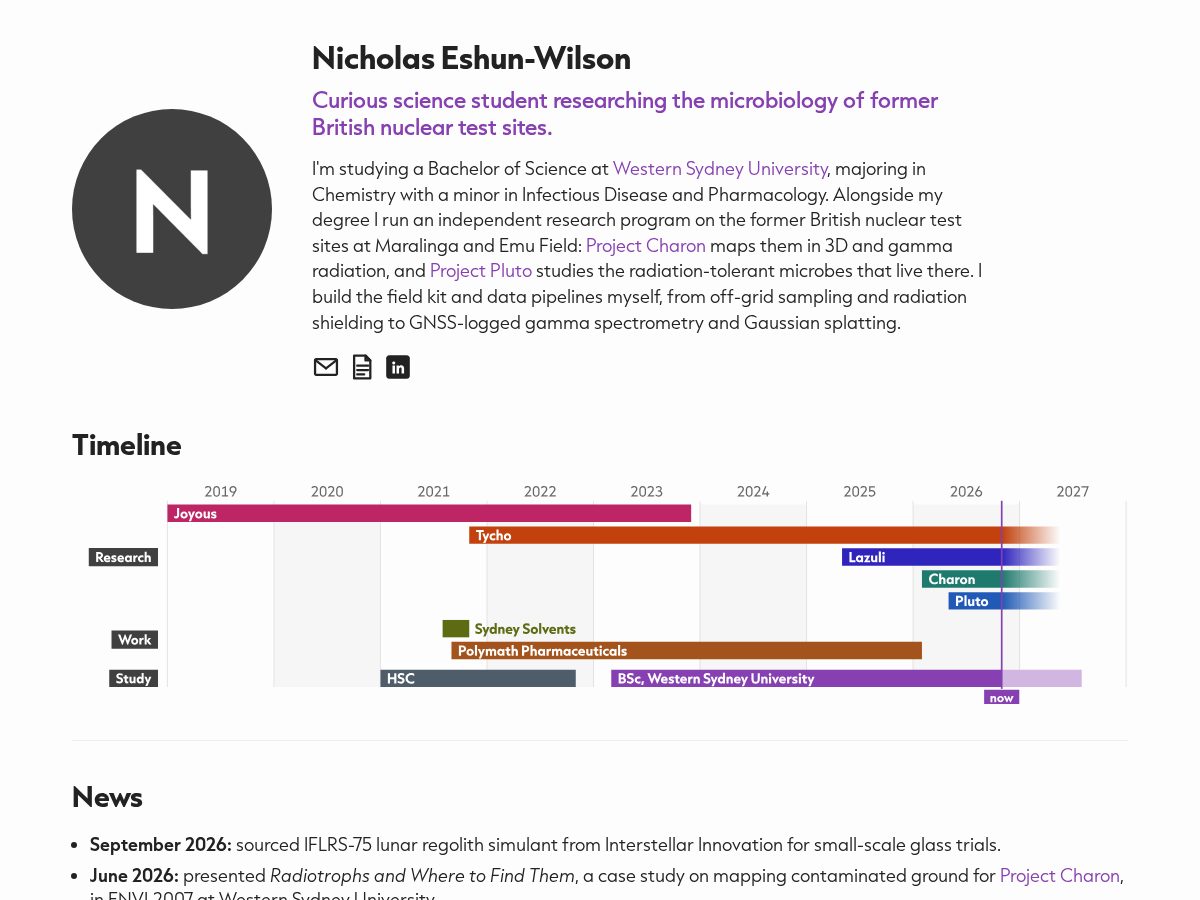 Landing-page snapshot of nicholaseshunwilson.com