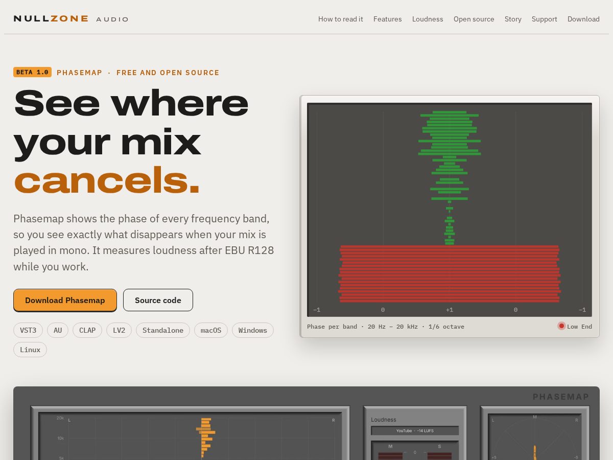 Landing-page snapshot of nullzone-audio.org