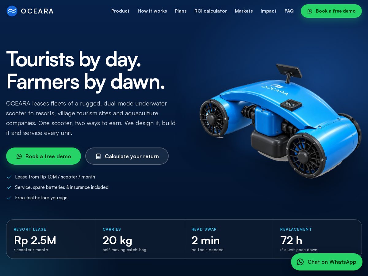 Landing-page snapshot of oceara.surf
