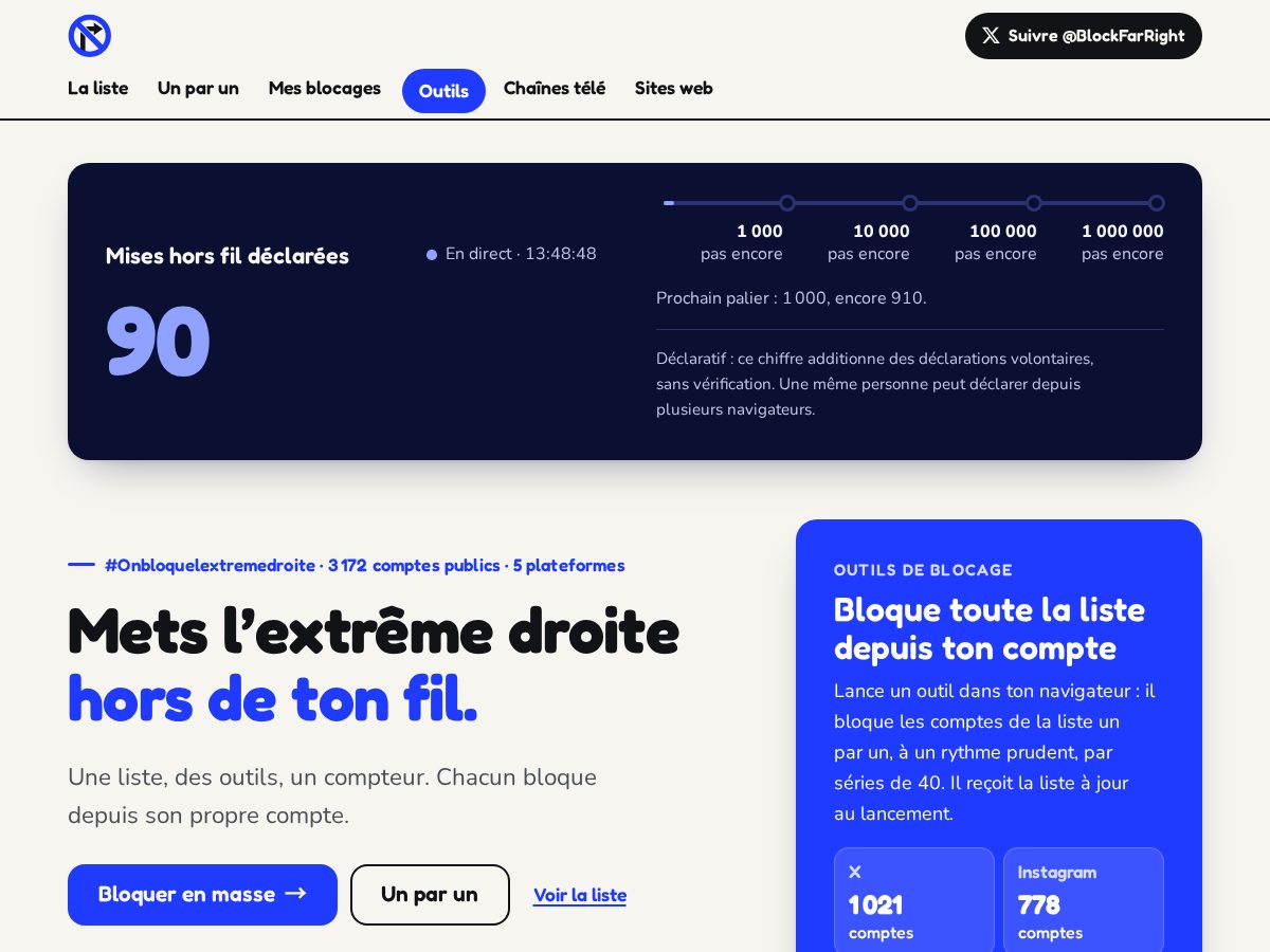 Landing-page snapshot of onbloquelextremedroite.org