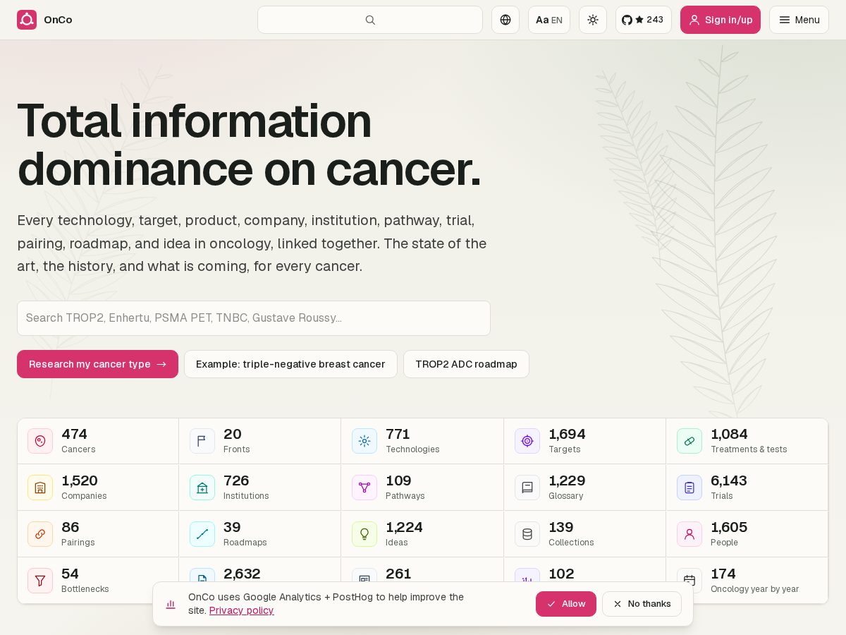 Landing-page snapshot of oncoopen.com