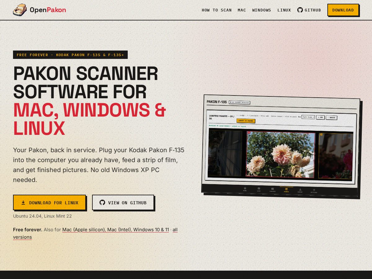 Landing-page snapshot of openpakon.com