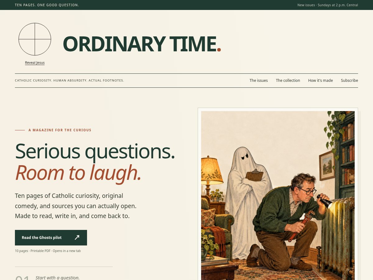 Landing-page snapshot of ordinarytimemagazine.com