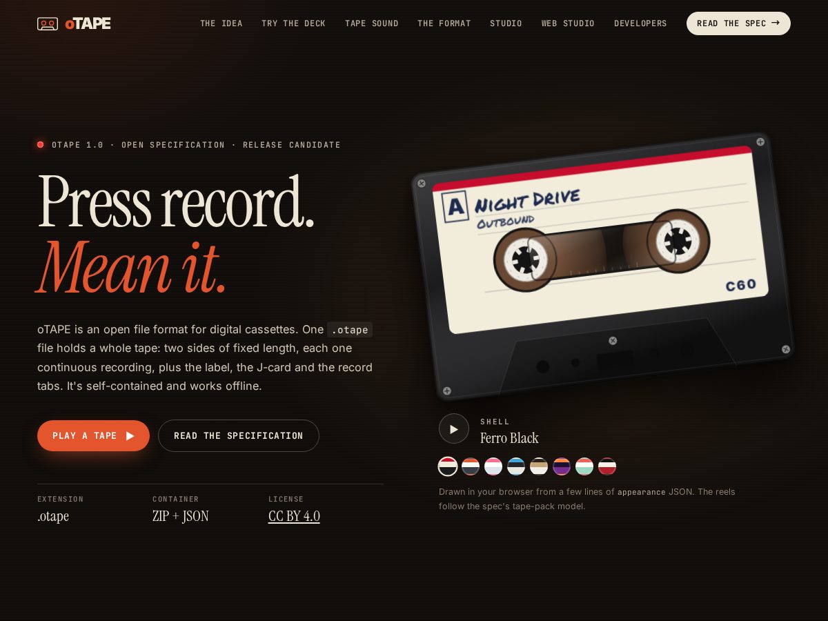 Landing-page snapshot of otape.org