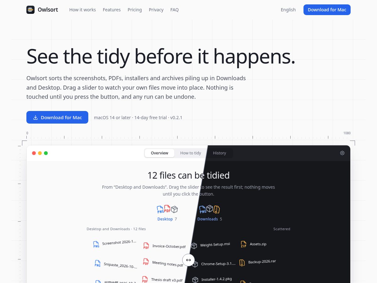 Landing-page snapshot of owlsort.com