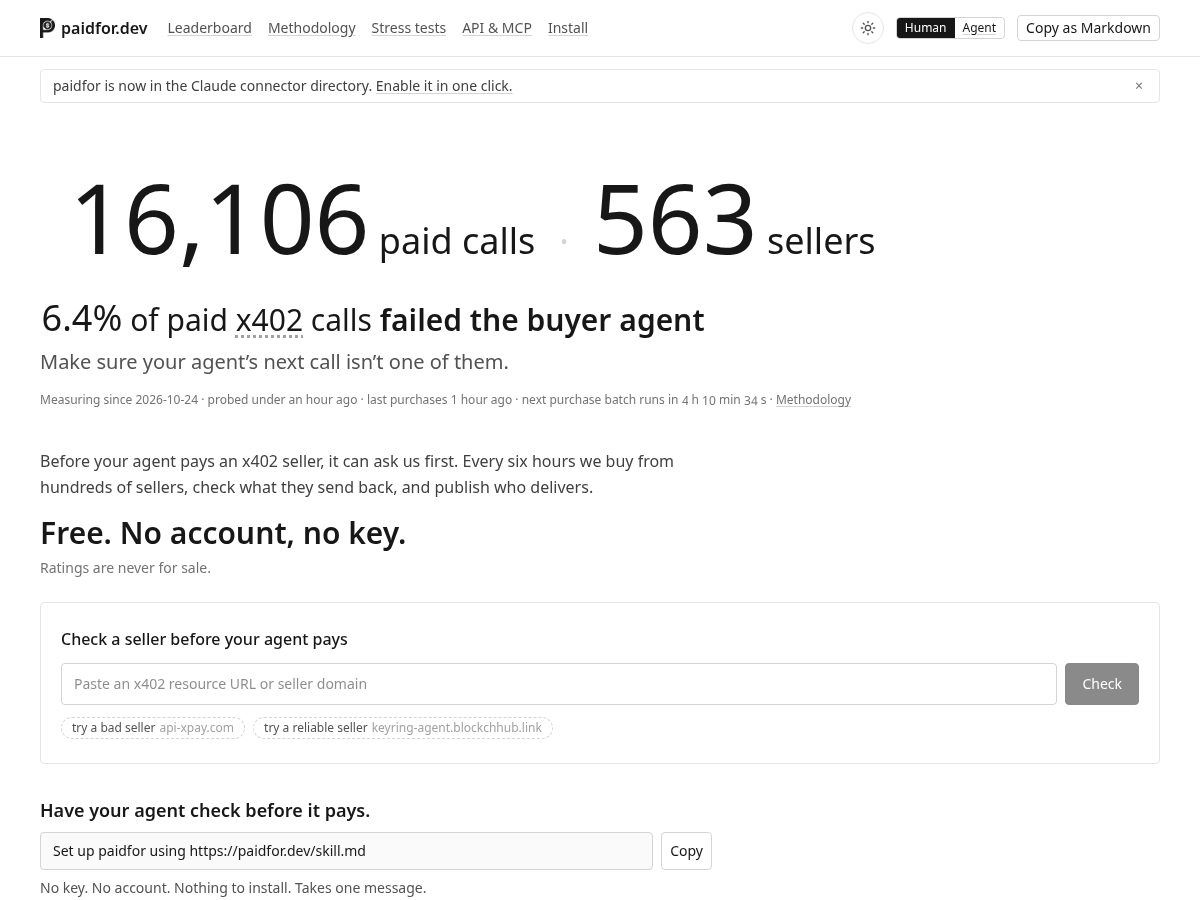 Landing-page snapshot of paidfor.dev