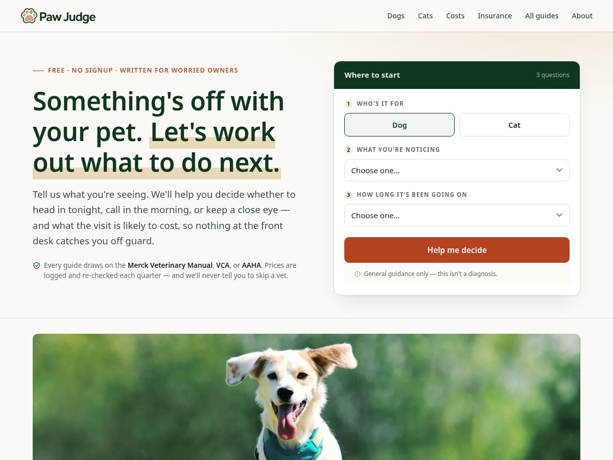 Landing-page snapshot of pawjudge.com