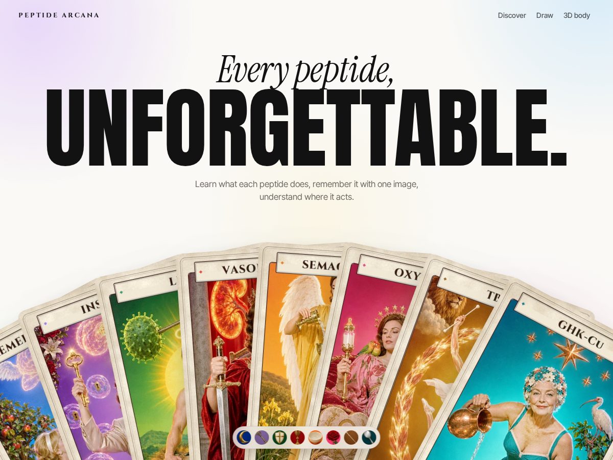 Landing-page snapshot of peptidetarot.com