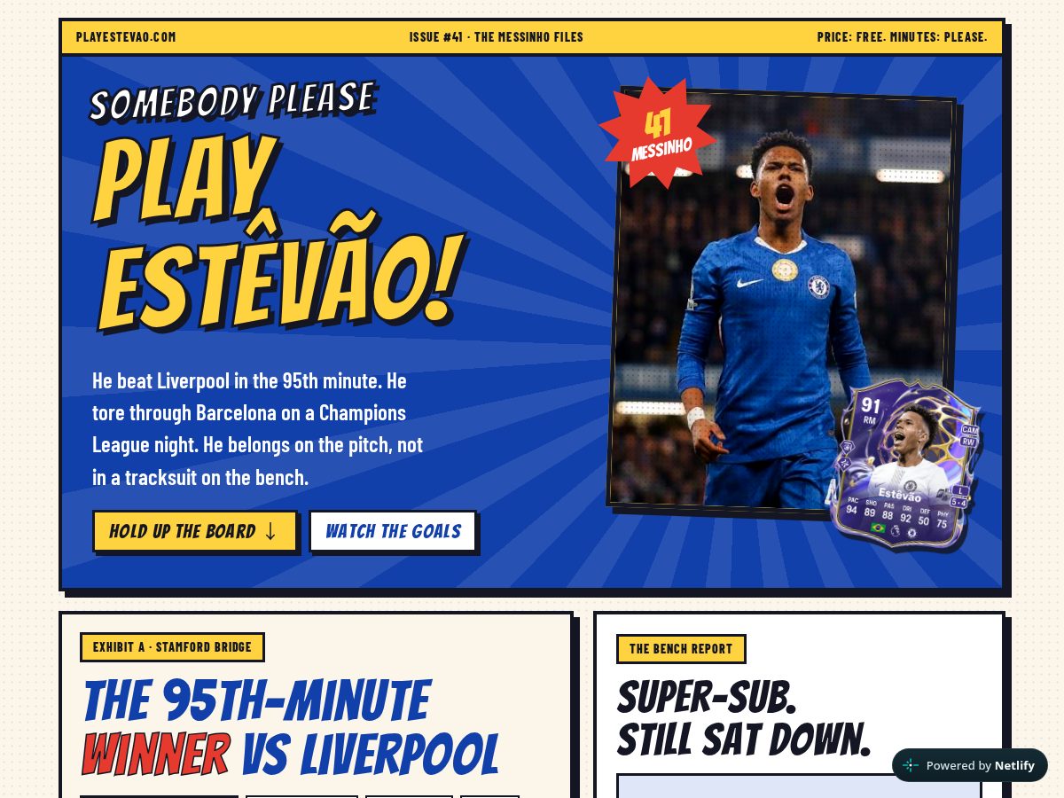 Landing-page snapshot of playestevao.com