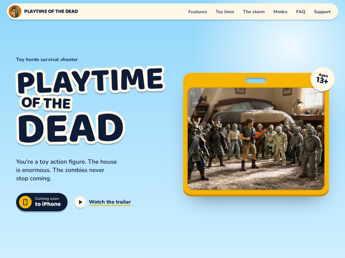 Landing-page snapshot of playtimeofthedead.com