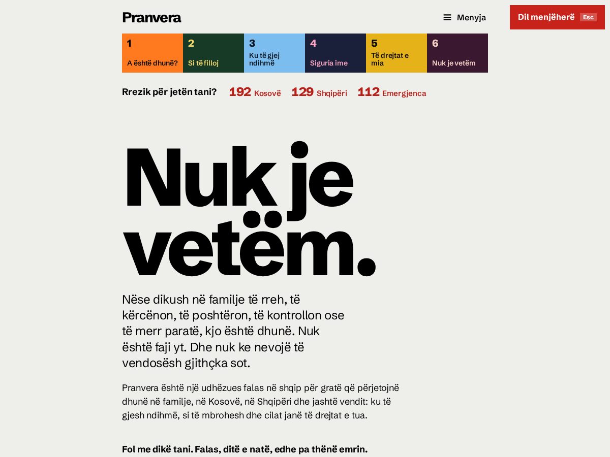 Landing-page snapshot of pranvera.org