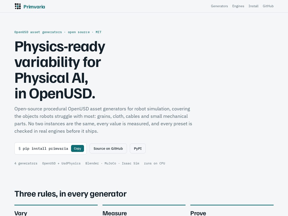 Landing-page snapshot of primvaria.com