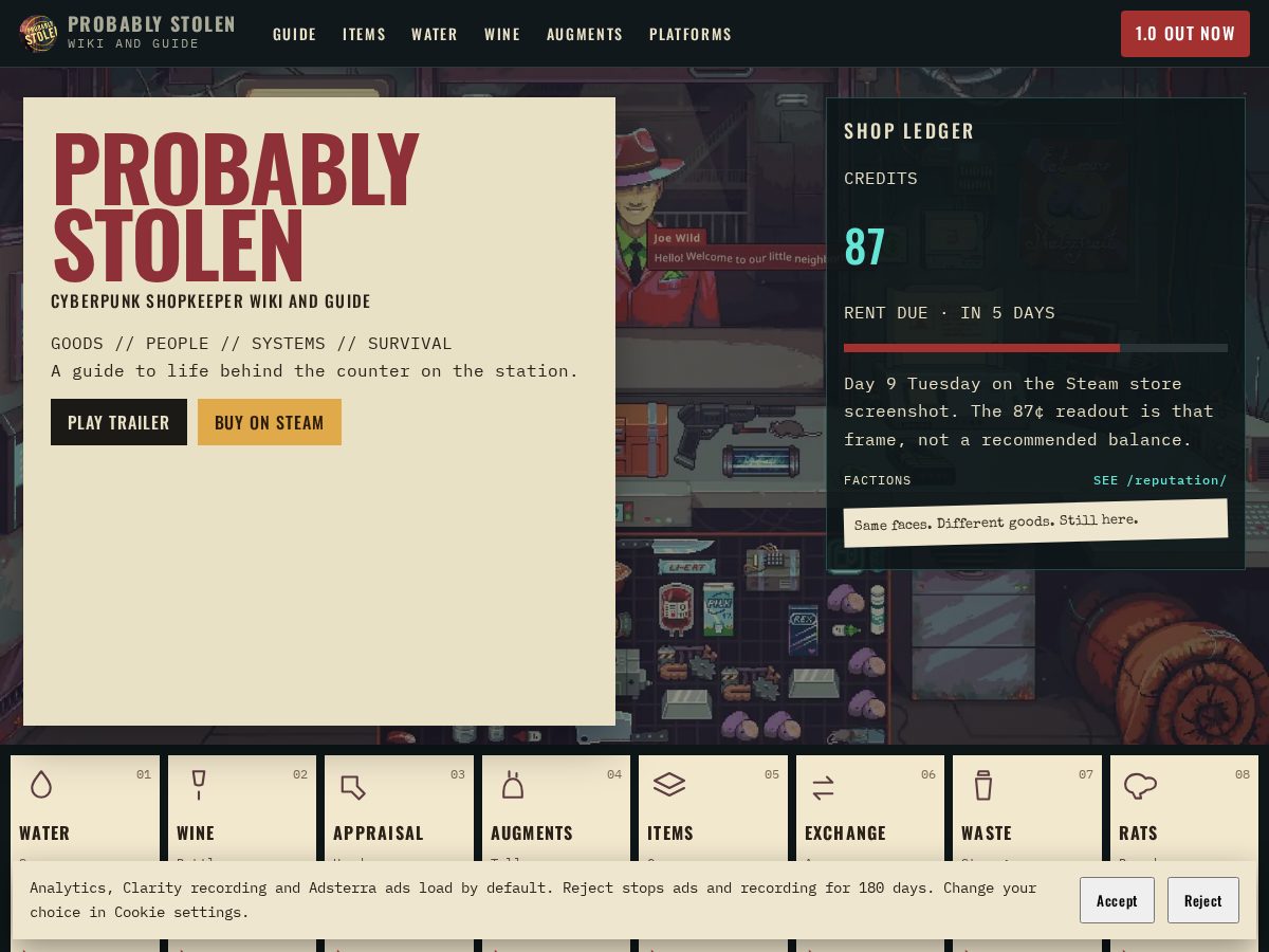 Landing-page snapshot of probablystolen.app
