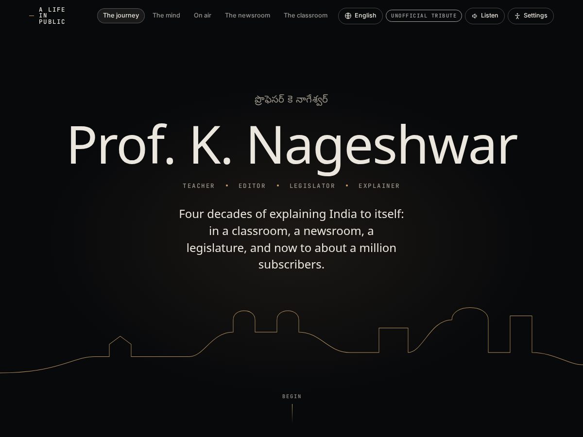 Landing-page snapshot of professornageshwar.com