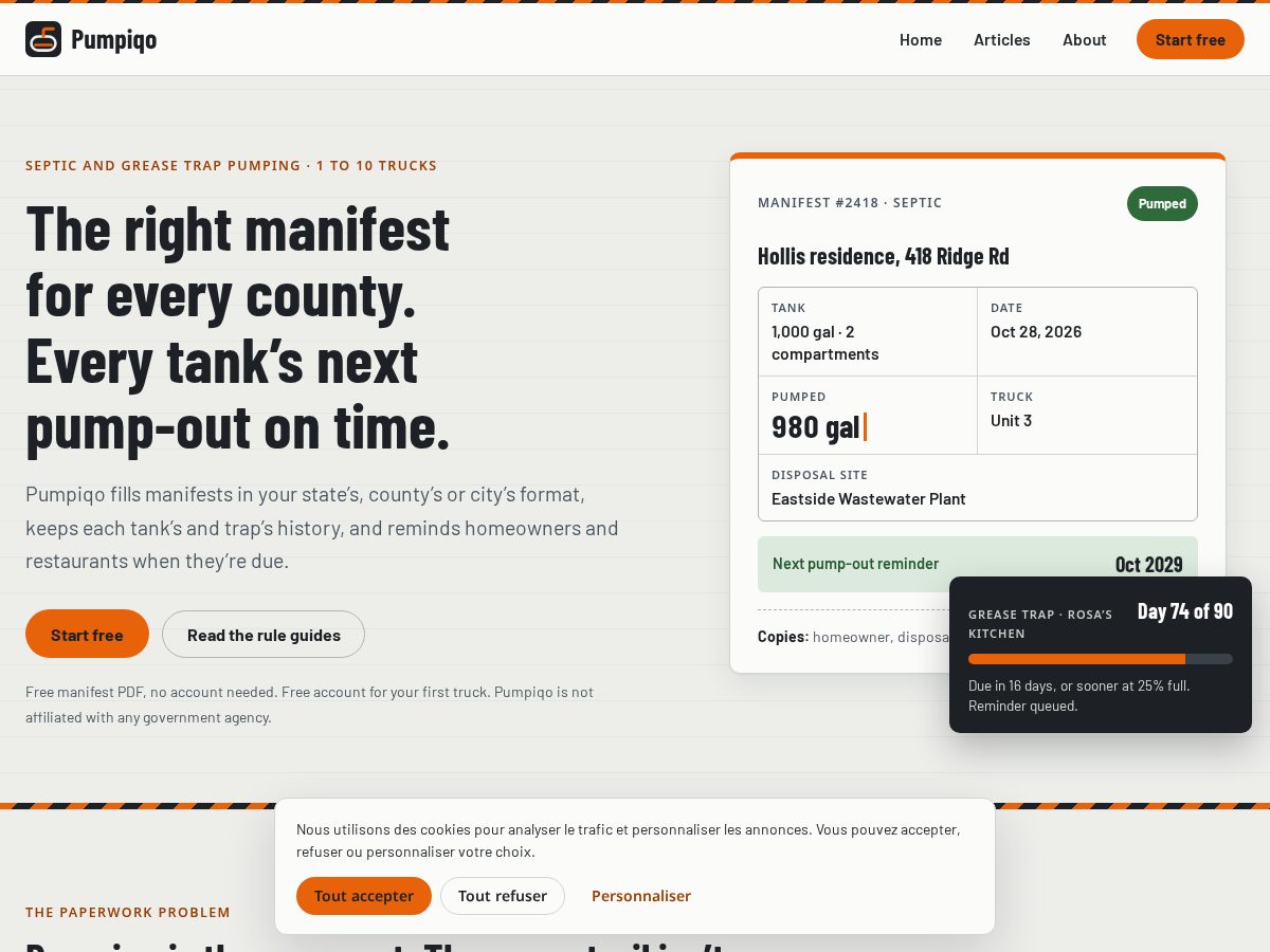 Landing-page snapshot of pumpiqo.com