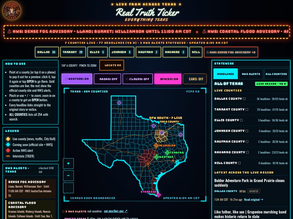 Landing-page snapshot of realtruthticker.com