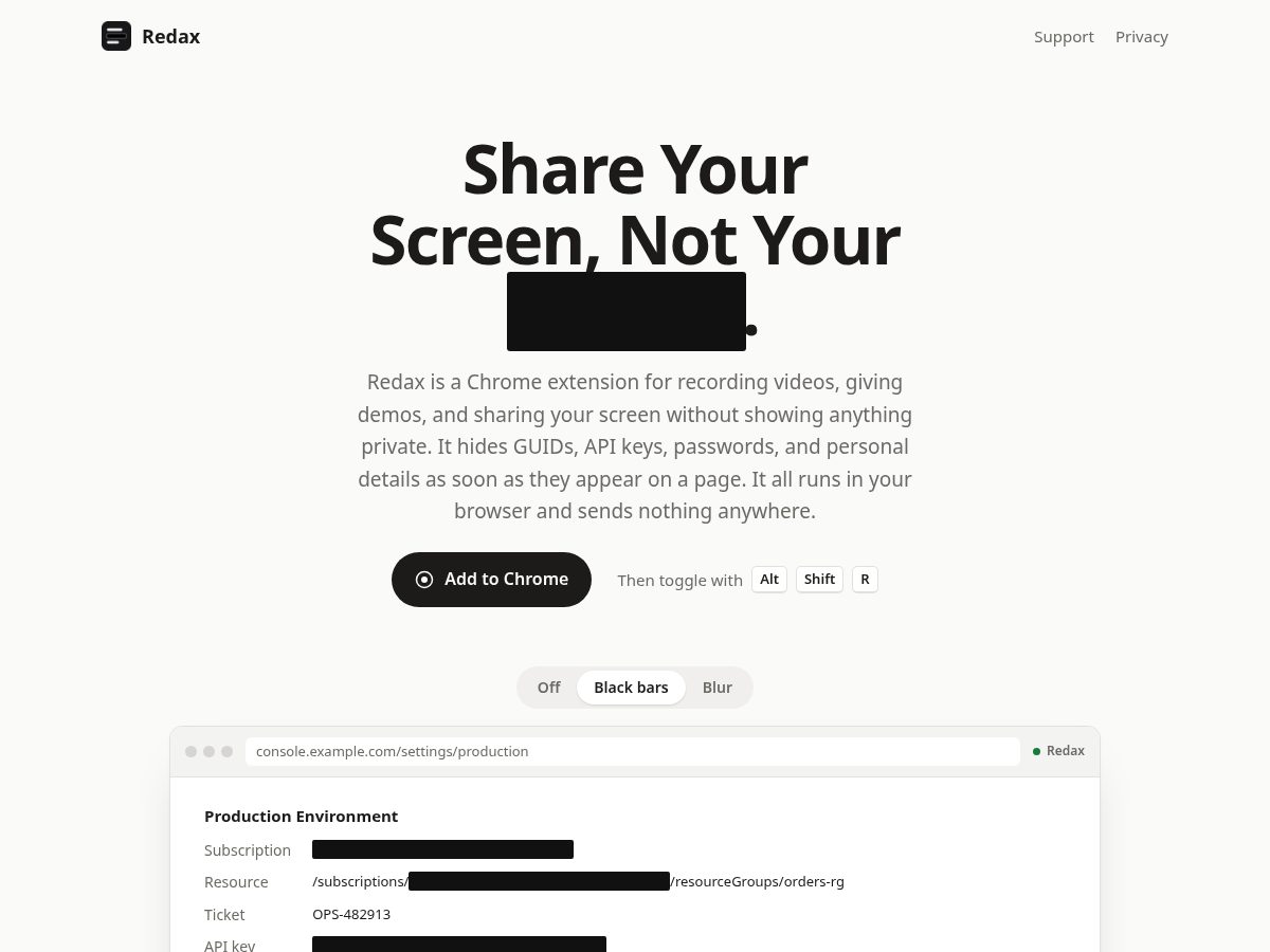 Landing-page snapshot of redax.pro