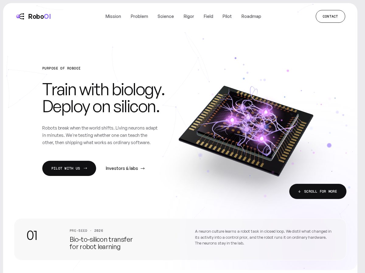 Landing-page snapshot of robooi.bio