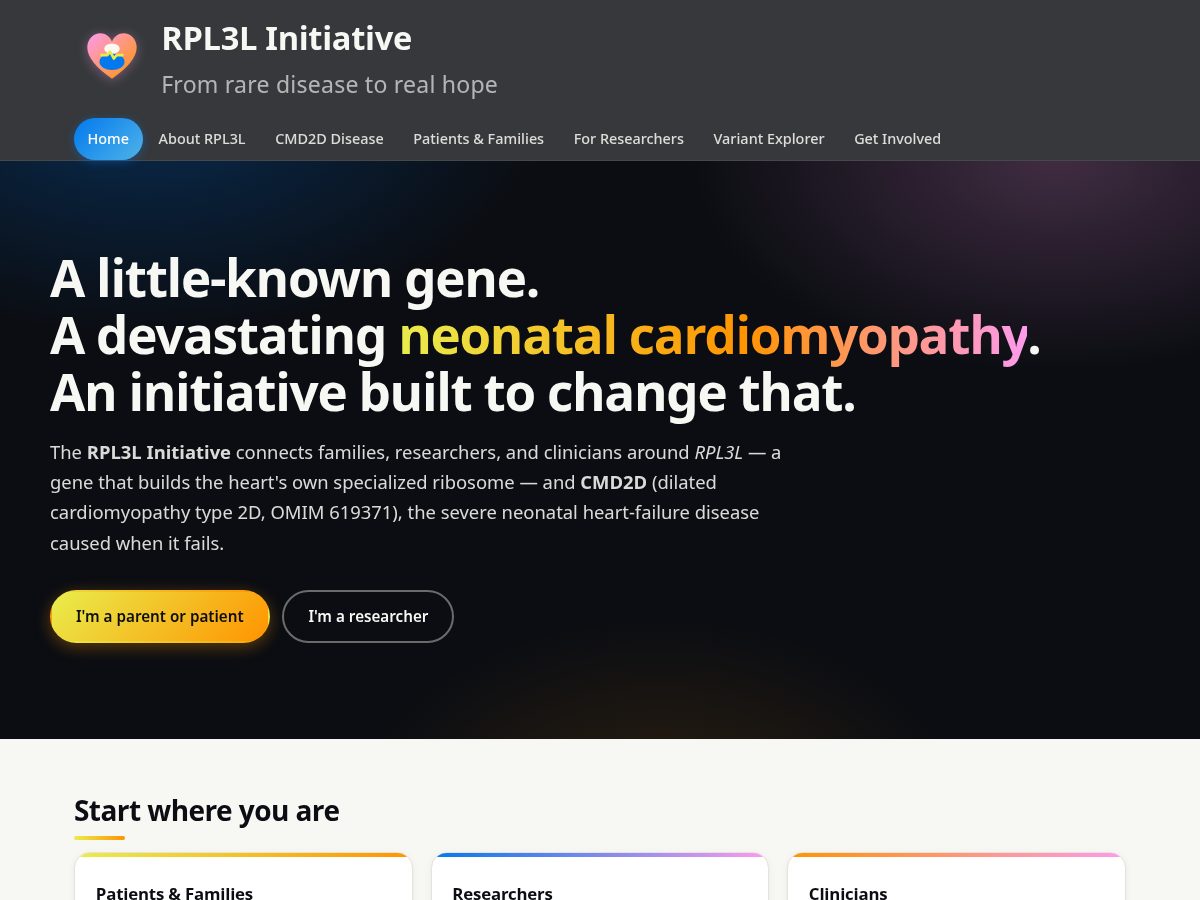 Landing-page snapshot of rpl3l.org