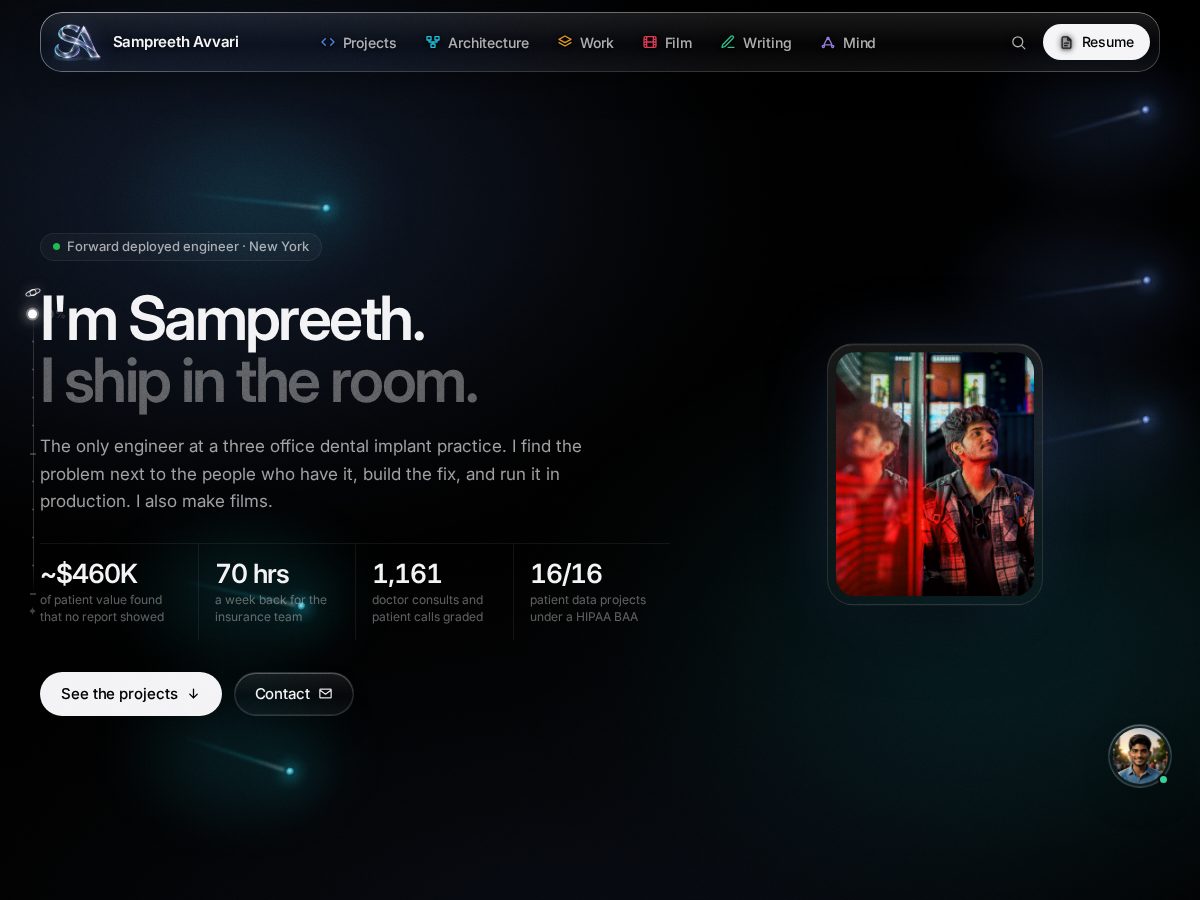 Landing-page snapshot of sampreethavvari.com