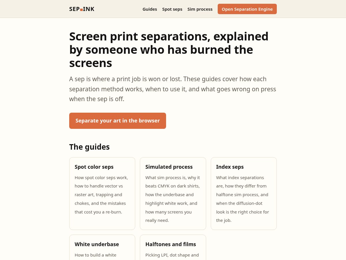 Landing-page snapshot of sep.ink