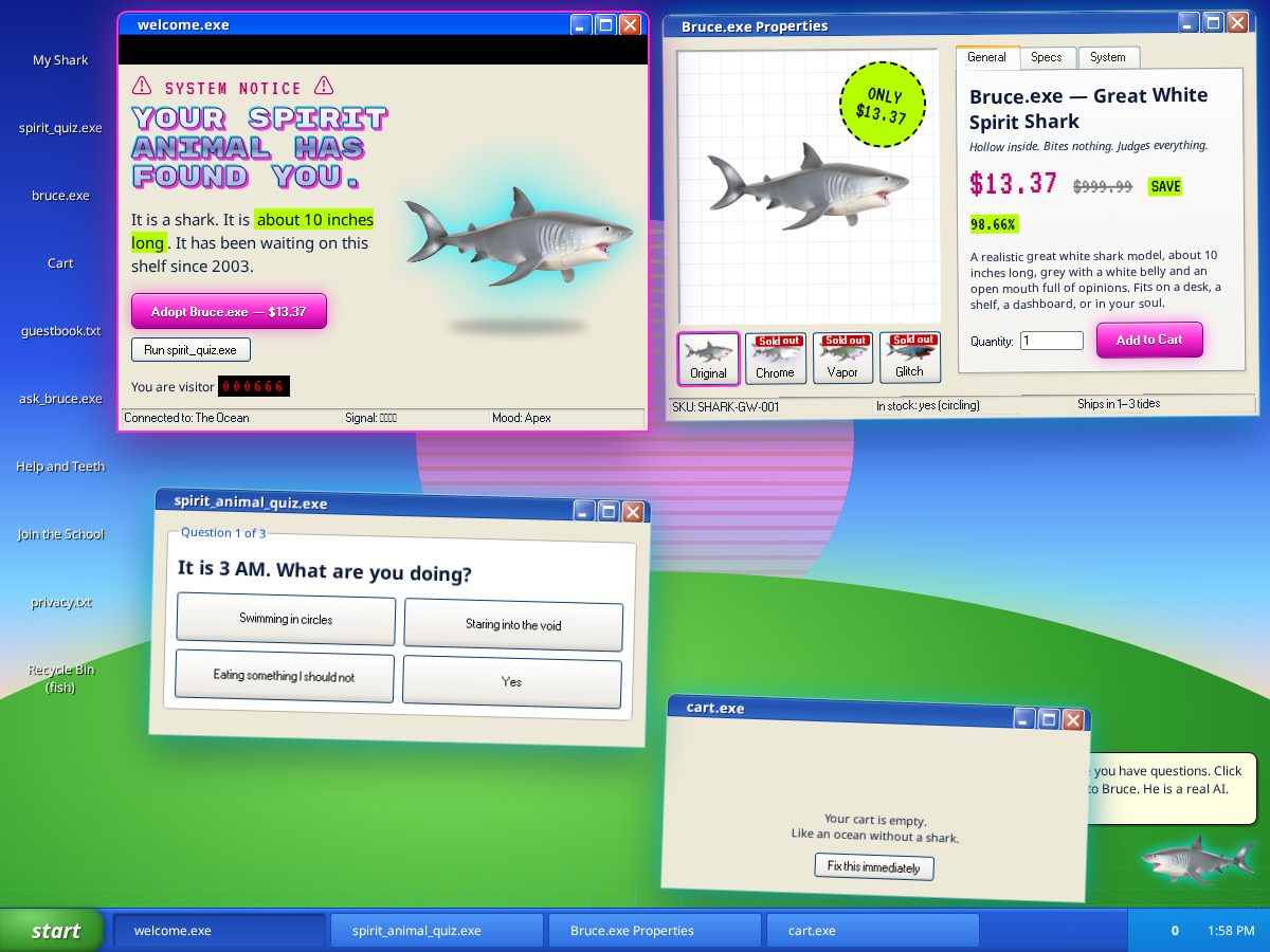 Landing-page snapshot of sharkos.store
