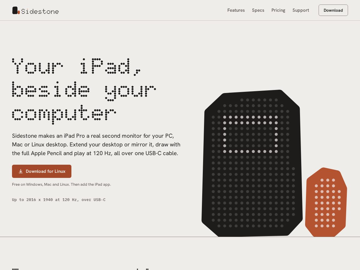 Landing-page snapshot of sidestone.app