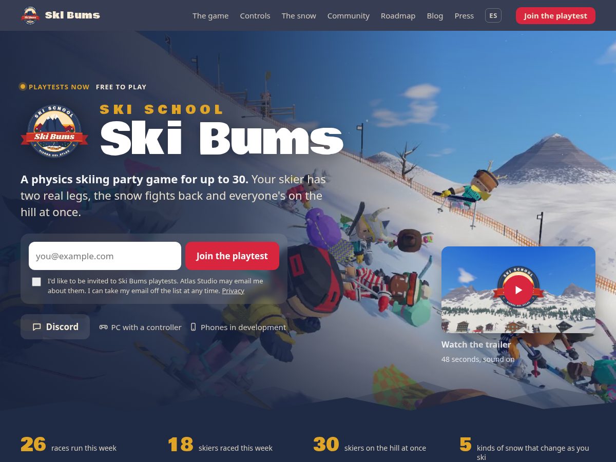 Landing-page snapshot of skibums.online